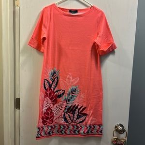 Karen Scott Sport Dress. Cotton Blend. Short cuffed sleeve. “Strawberry pink”